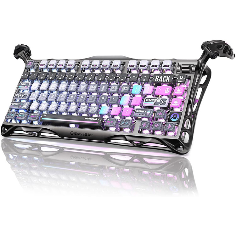 خرید کیبورد GravaStar Mercury K1 Pro - بی‌سیم - سوییچ مکانیکی خطی با قابلیت تعویض سریع - سیاه کهکشانی